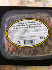 Salade de lentilles au saucisson de Lyon sauce Beaujolaise