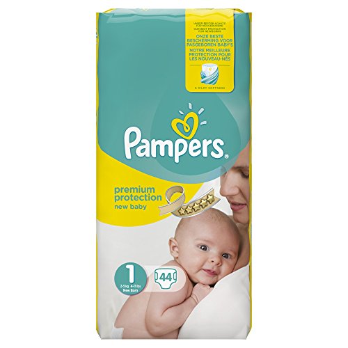 Couches new baby newborn T1 (2/5kg) PAMPERS, paquet x44
