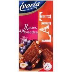 Chocolat au lait raisins et noisettes la tablette de 1 x 200g