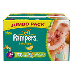 Couches Pampers Baby Dry Jumbo box T3 + 5-10kg x78