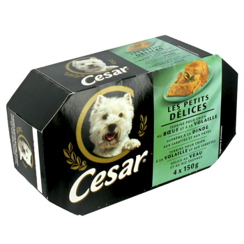 Cesar, Les petits delices, assortiment de pate pour chien , les 4 barquettes de 150 gr