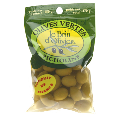 Olives vertes pitcholine LE BRIN D'OLIVIER, 150g