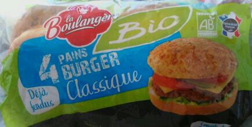 Pains burger classique bio LA BOULANGERE, 4 unités, 220g