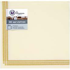 Serviettes en papier toucher textile U, 33x33cm, vanille, 30 unites