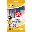20 Stylo bille Cristal BIC, couleurs assorties