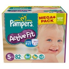 Couches active fit méga + taille 5 (11-25kg) Pampers x82