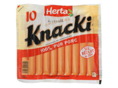 Saucisses Knacki Original a teneur sel reduit HERTA,10 pieces, 350g