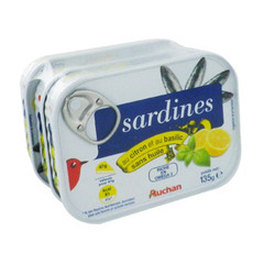 sardines au citron et au basilic auchan 3x135g