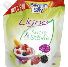 Beghin Say, Sucre Ligne en poudre aux extraits de Stevia, le sachet verseur de 500 g