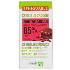 Chocolat noir 85% cacao Madagascar BIO ETHIQUABLE, 100g