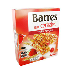 Auchan barre de cereales fruits rouges x6 - 125g