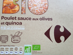 Plat cuisiné poulet aux olives et quinoa bi Carrefour Bio