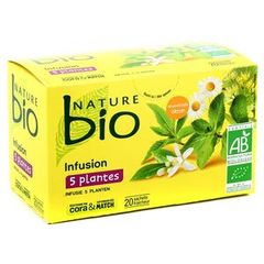 Nature bio infusion 5 plantes 20 sachets 30g