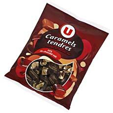 Caramels enrobes de chocolat noir U, paquet de 280g