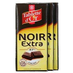 Chocolat Tablette d'Or noir Extra 47% cacao 3x100g