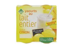 Yaourt au lait entier saveur citron 4x125g