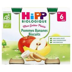 Hipp bio banane pomme biscuit pots 2x190g des 6mois