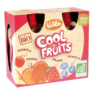 Jus Cool Fruits fraise-myrtille KALIBIO, 4x90g