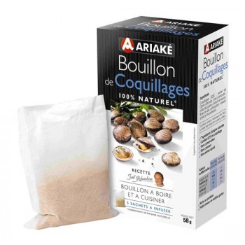 Bouillon de coquillages 100% naturel ARIAKE, 5 sachets, 58g a infuser