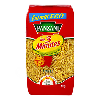 Panzani, Les 3 Minutes - Pates Torti, cuisson rapide, le paquet de 1kg