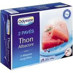 Odyssée, Pavés de thon albacore sans arrête sans peau, la boite de 2 pavés - 250 g