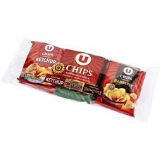 Chips aromatisees ketchup, moutarde et barbecue U, 6x30g