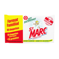 Lingettes anti bacterienne ST MARC, 80 unites
