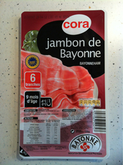 Cora jambon de Bayonne 9 mois 6 tranches 120g