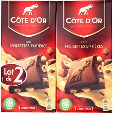 Chocolat lait noisettes entières Côte d'Or