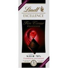 Chocolat noir et coeur aux framboises Excellence LINDT, 100g