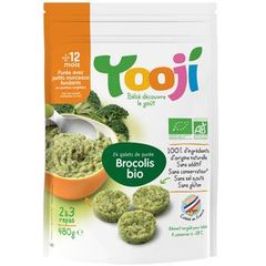 Puree de brocolis bio pour bebe YOOJI, des 12 mois, 24 galets, 480g