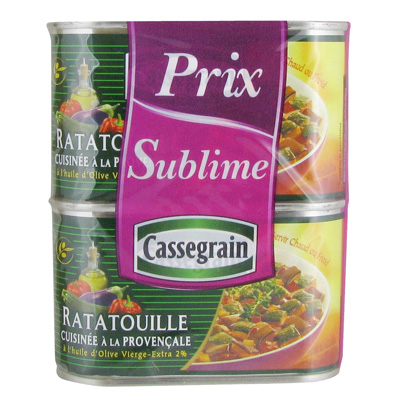 Cassegrain Ratatouille cuisinée à la provençale et à l'huile d'olive le lot de 2 boite de 375 gr
