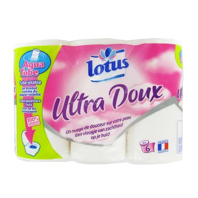 Lotus, Papier toilette Aqua Tube Ultra Doux, le paquet de 6 rouleaux