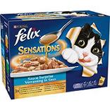Aliment pour chat adulte sensations poisson sauce surprise FELIX,12 sachets fraîcheur de 100g