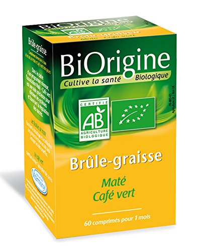 Comprimés Brûle-graisse maté et café vert BIORIGINE, 60 unités, 39g