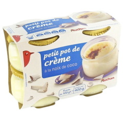 Auchan petit pot de crème à la noix de coco 4x100g