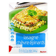 Auchan lasagne chevre epinards 320g