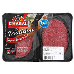 Steak hache Charal Facon bouchere 5%mg 2x125g