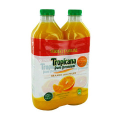 pur jus d'orange sans pulpe pure premium tropicana 2x1.5l