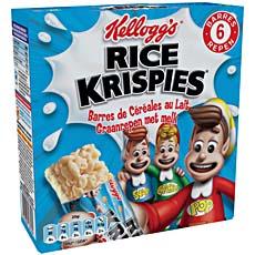 Barres de cereales Rice Krispies au lait KELLOGG'S, 6x20g