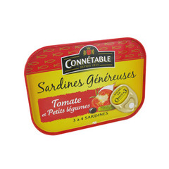 Sardines Genereuses a la tomate et aux petits legumes CONNETABLE, 140g