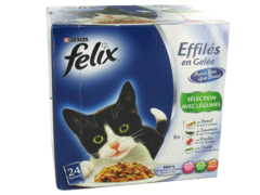 Felix, Effiles en gelee, 6 varietes d'aliments pour chat, la boite de 24 sachets - 2400g
