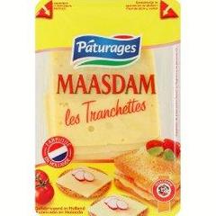 Les tranchettes, maasdam, fromage a pate pressee cuite, x8, la barquette, 200g