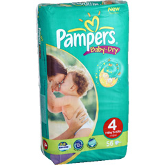 Couches PAMPERS BABY DRY GEANT Taille 4 X56 7-18 kg