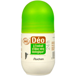 Auchan déodorant bio roll on aloé véra 50 ml