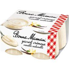 Yaourt crémeux vanille naturelle BONNE MAMAN, 4x125g
