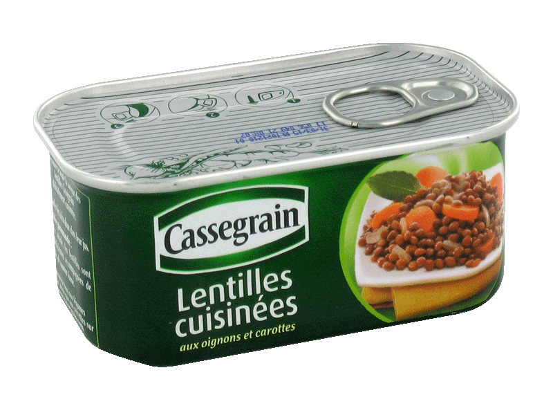 Lentilles cuisinees Cassegrain Boite 1/4 130g