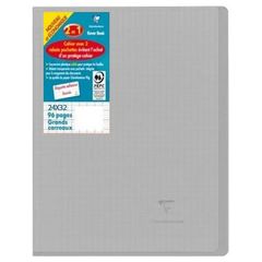 Cahier KoverBook Clairefontaine Gds carreaux + rabats 96p 24x32