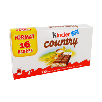 Country - Barres chocolatees au lait et cereales Format 16 barres!
