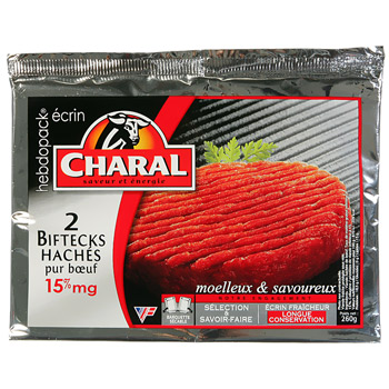 Bifteck hache 15% de MG CHARAL, 2x130g